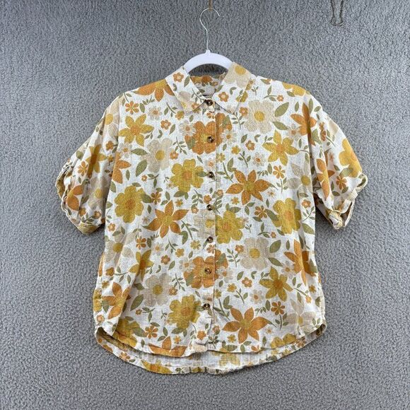 Billabong Made For Sun Oversized Button Up Shirt Womens Small Cotton Floral - Picture 5 of 11